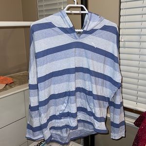 Puma blue striped hooded long sleeved shirt